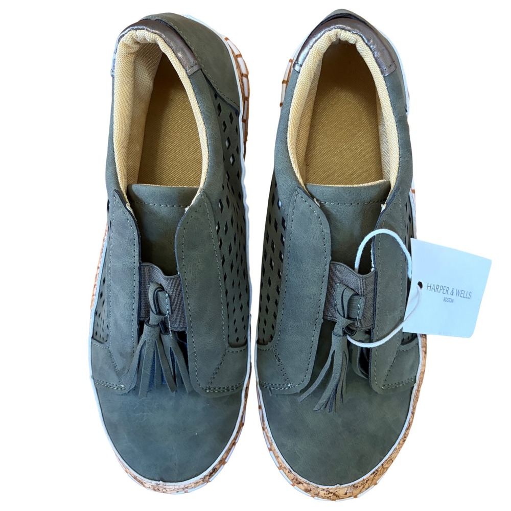 NEW Harper & Wells Boston Emma Orthopedic Comfort Slip-Ons Green Tassel Size 7.5